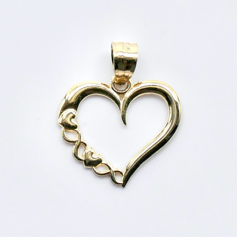 14K Yellow Gold 3/4" XOXO Heart Pendant Hugs Kisses Charm - New